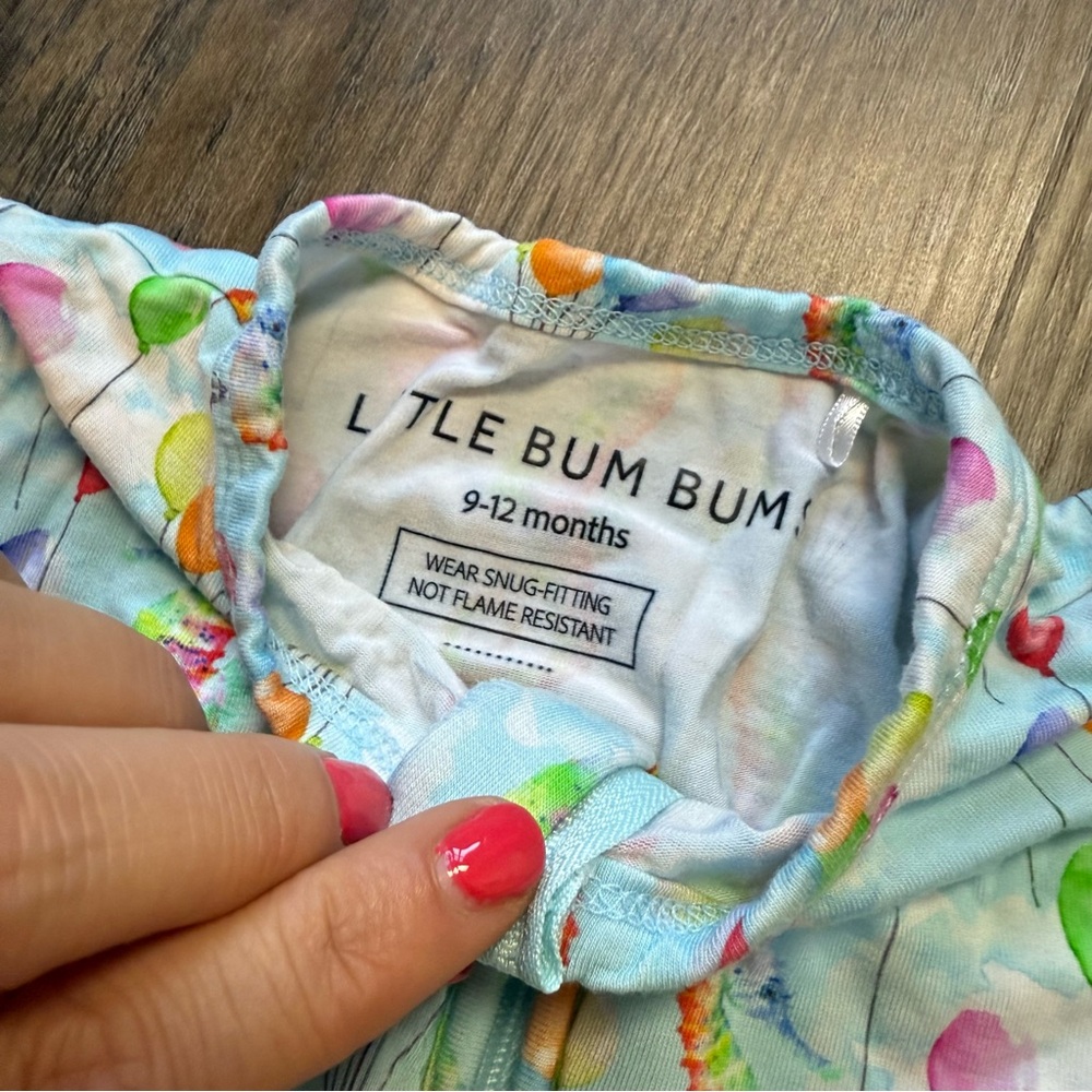 Little Bum Bum Bamboo Zip Romper – Seahorse & Balloon Print (9–12M) - Picture 3 of 4